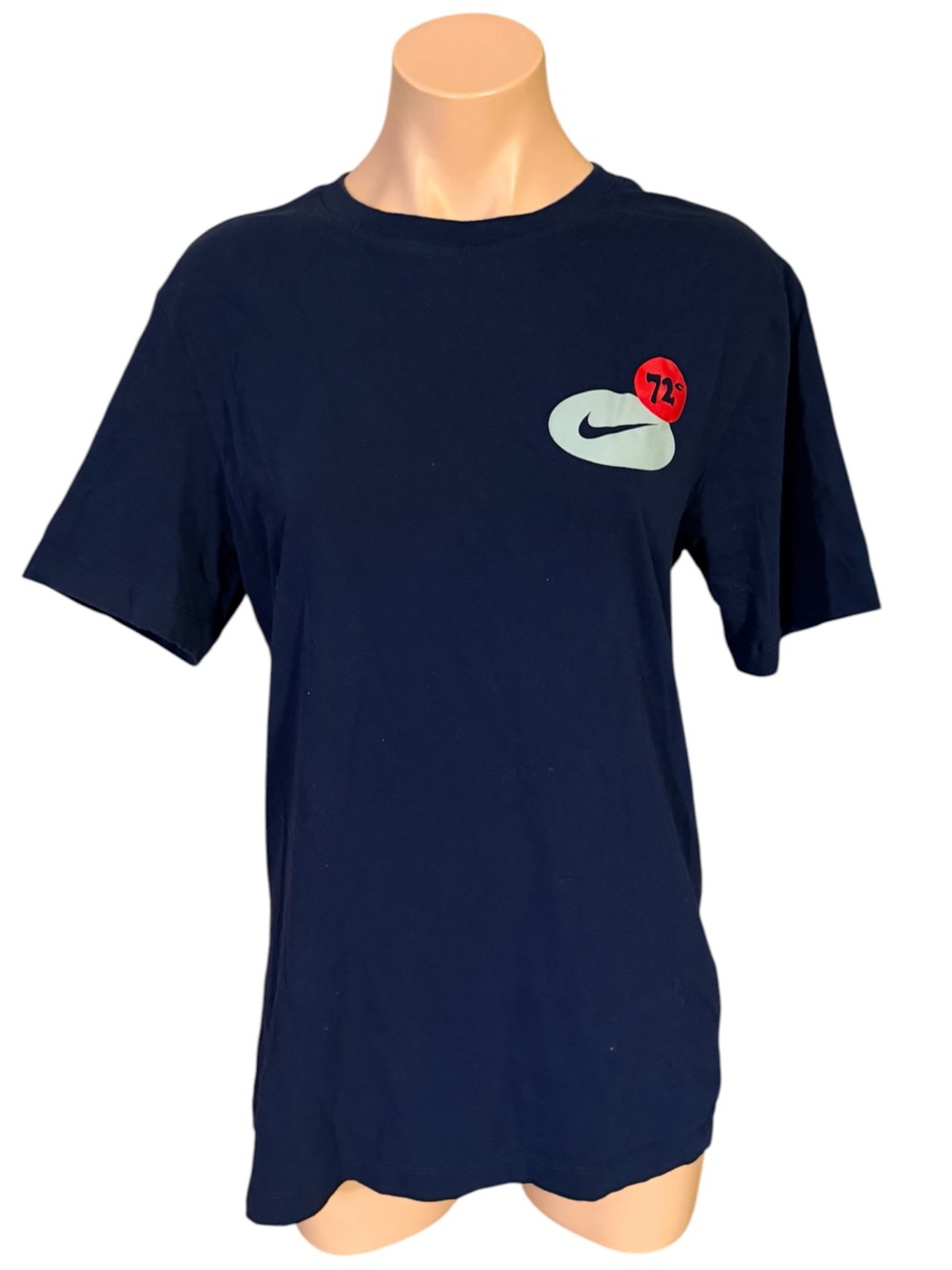 Nike Dri-Fit Mens Medium Navy Blue Graphic Tee Shirt Open 24/7 Ice Cat Print